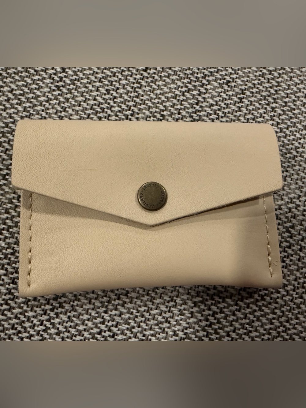 Portland Leather Goods Mini Envelope Wallet Leather Snap Card Holder in Bone NEW